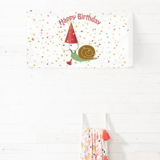 Vrolijke verjaardag! Confetti Slak Spandoek (Insitu)