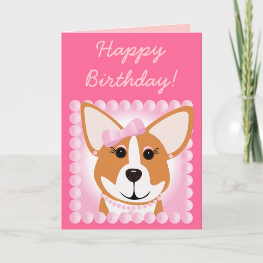 Vrolijke verjaardag! Corgi Lady Kaart (Voorkant)