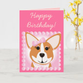Vrolijke verjaardag! Corgi Lady Kaart (Gele Bloem)