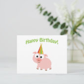 Vrolijke verjaardag! Cute Pig Briefkaart (Staand voorkant)