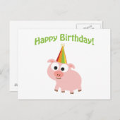 Vrolijke verjaardag! Cute Pig Briefkaart (Voorkant / Achterkant)