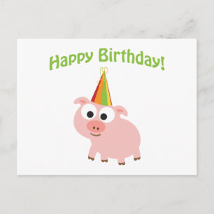 Vrolijke verjaardag! Cute Pig Briefkaart