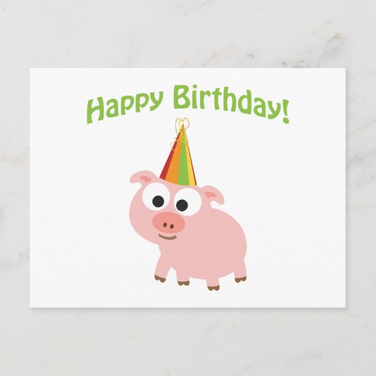 Vrolijke verjaardag! Cute Pig Briefkaart (Voorkant)