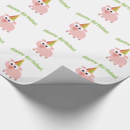 Vrolijke verjaardag! Cute Pig Cadeaupapier (Hoek)