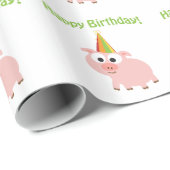 Vrolijke verjaardag! Cute Pig Cadeaupapier (Rol Hoek)