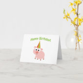 Vrolijke verjaardag! Cute Pig Kaart (Gele Bloem)