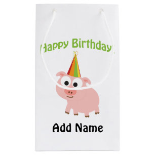 Vrolijke verjaardag! Cute Pig Klein Cadeauzakje