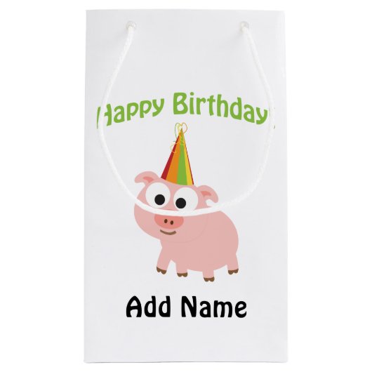 Vrolijke verjaardag! Cute Pig Klein Cadeauzakje (Achterkant)