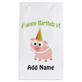 Vrolijke verjaardag! Cute Pig Klein Cadeauzakje (Voorkant)