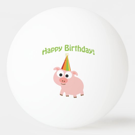Vrolijke verjaardag! Cute Pig Pingpongbal (Voorkant)