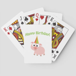 Vrolijke verjaardag! Cute Pig Pokerkaarten