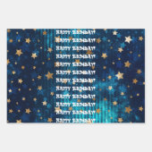 Vrolijke verjaardag! Gold Stars Inpakpapier Vel (Voorkant 3)