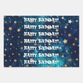 Vrolijke verjaardag! Gold Stars Inpakpapier Vel (Voorkant 2)