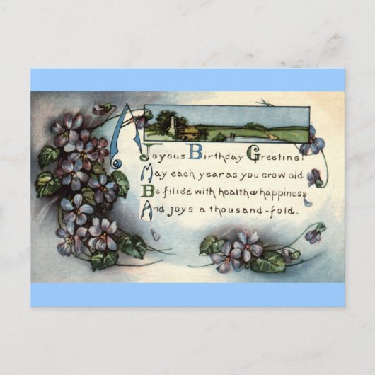 Vrolijke Verjaardag Groet Repro Vintage 1918 Briefkaart (Voorkant)