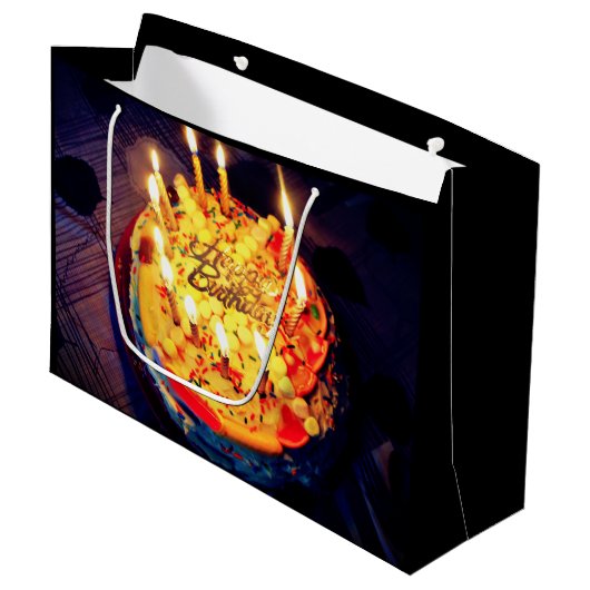 Vrolijke verjaardag! groot cadeauzakje (Voorkant Gekanteld)