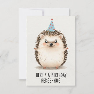Vrolijke verjaardag Hedgehog Knuffel met Party Pet Kaart