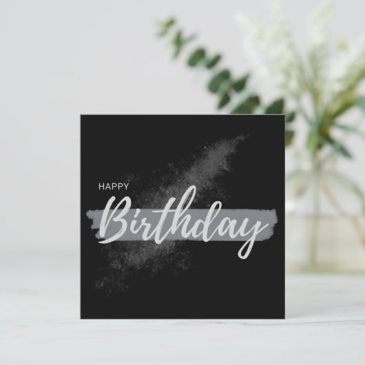 vrolijke verjaardag in het zwart bedankkaart (Staand voorkant)