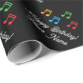 Vrolijke Verjaardag inpakpapier met muzieknoten (Rol Hoek)