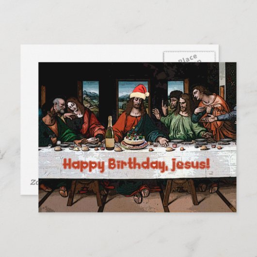 Vrolijke verjaardag, Jezus! Briefkaart (Voorkant / Achterkant)