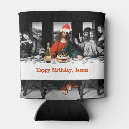Vrolijke verjaardag, Jezus! Grappig kerstfeest Blikjeskoeler (Achterkant)