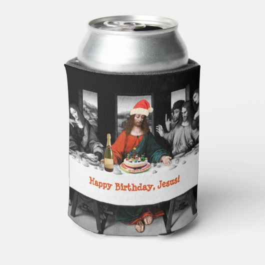 Vrolijke verjaardag, Jezus! Grappig kerstfeest Blikjeskoeler (Blikje Achterkant)