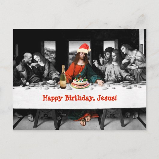 Vrolijke verjaardag, Jezus! Grappig kerstfeest Feestdagenkaart (Voorkant)