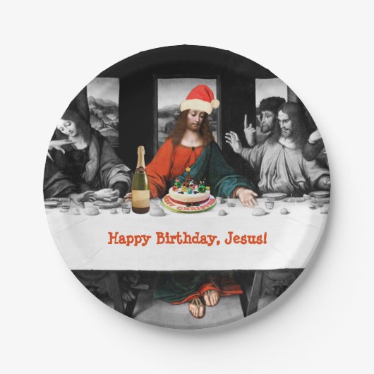 Vrolijke verjaardag, Jezus! Grappig kerstfeest Papieren Bordje (Voorkant)