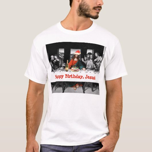 Vrolijke verjaardag, Jezus! Grappig kerstfeest T-shirt (Voorkant)