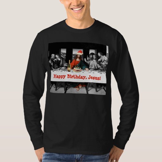 Vrolijke verjaardag, Jezus! Grappig kerstfeest T-shirt (Voorkant)