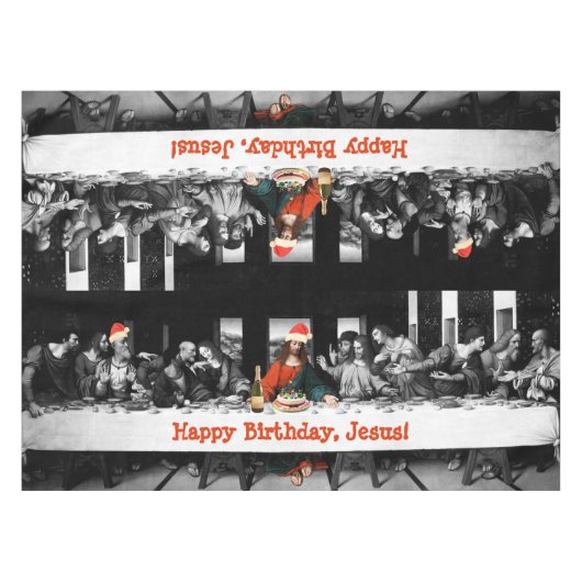 Vrolijke verjaardag, Jezus! Grappig kerstfeest Tafelkleed (Voorkant (Horizontaal))