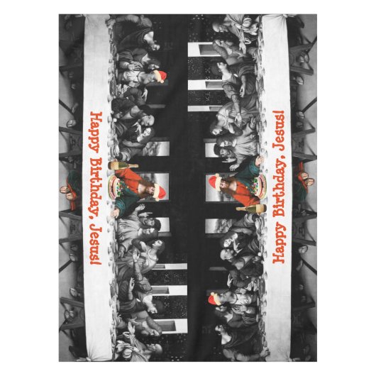 Vrolijke verjaardag, Jezus! Grappig kerstfeest Tafelkleed (Voorkant)