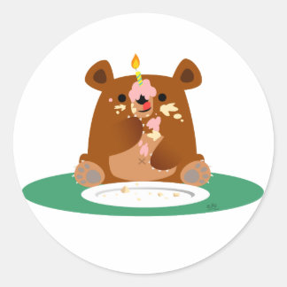 Vrolijke verjaardag, klein beer! ronde sticker