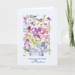 Vrolijke Verjaardag Mam Aquarel Wilde Bloem   Kaart