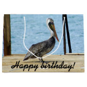 Vrolijke verjaardag! Pelican op de foto van de pie Large Cadeautasje (Voorkant)