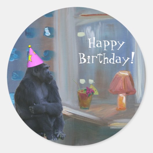 Vrolijke verjaardag! ronde sticker (Voorkant)