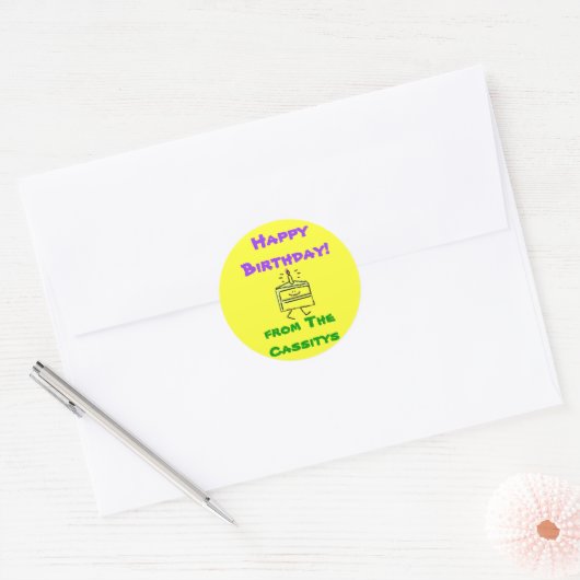 Vrolijke verjaardag! ronde sticker (Envelop)