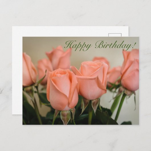 Vrolijke verjaardag! Roos Briefkaart (Voorkant / Achterkant)