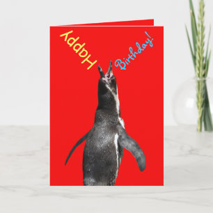 Vrolijke verjaardag! Schuif Penguin Funny Card Kaart