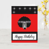 vrolijke verjaardag shine zebra zwarte haarhaar kaart (Gele Bloem)