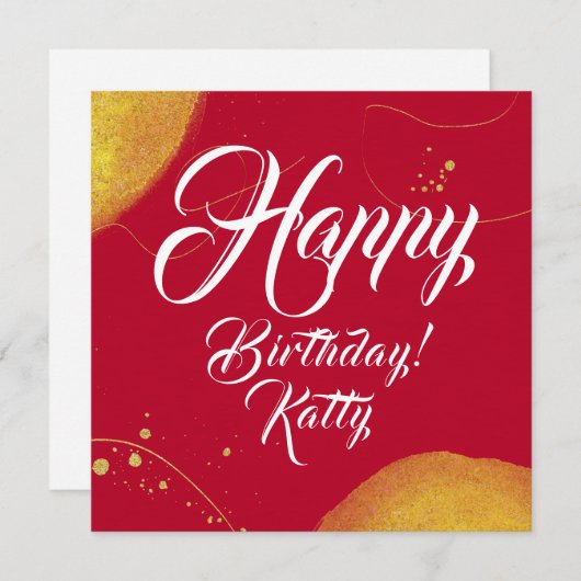 Vrolijke verjaardag simpelweg een moderne gouden p (Voorkant / Achterkant)