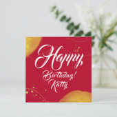 Vrolijke verjaardag simpelweg een moderne gouden p (Staand voorkant)