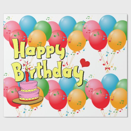 Vrolijke verjaardag! Verpakkingspapier Cadeaupapier (Vlak)