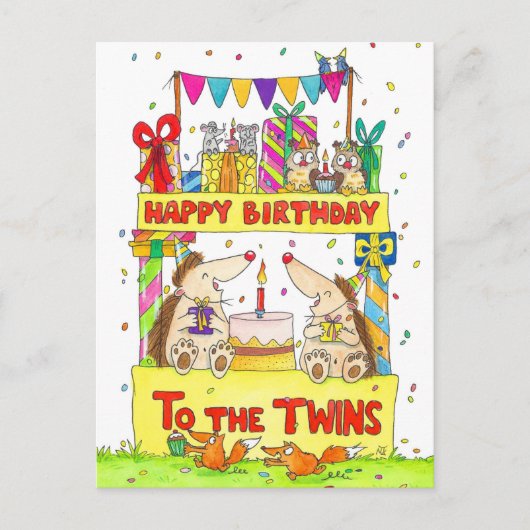 Vrolijke verjaardag voor de Twins Briefkaart (Voorkant)