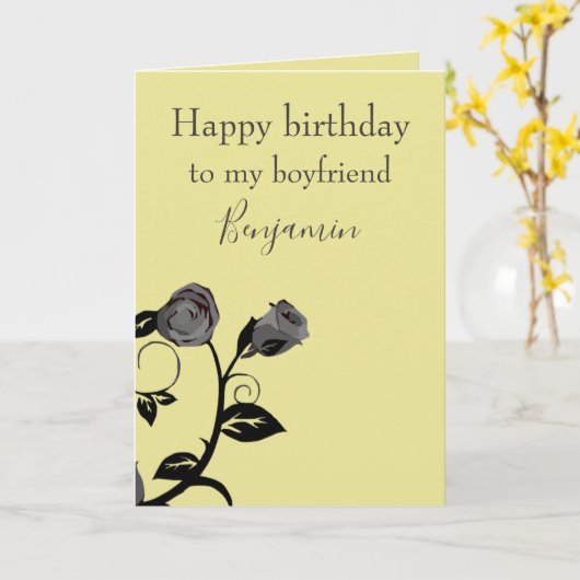 Vrolijke verjaardag voor een Boyvriend Kaart (Gele Bloem)