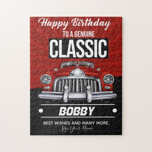 Vrolijke verjaardag voor een klassieke man legpuzzel (Verticaal)