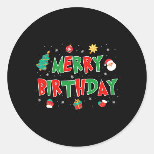 Vrolijke verjaardag Vrolijk kerstfeest Vrolijke ve Ronde Sticker
