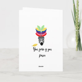 vrolijke verjaardag zebra kleurrijke veren kaart