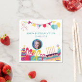 Vrolijke verjaardagsfeestje aangepaste foto tekst servet (Insitu)