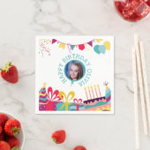 Vrolijke verjaardagsfeestje aangepaste foto tekst servet (Insitu)