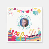 Vrolijke verjaardagsfeestje aangepaste foto tekst servet (Voorkant)